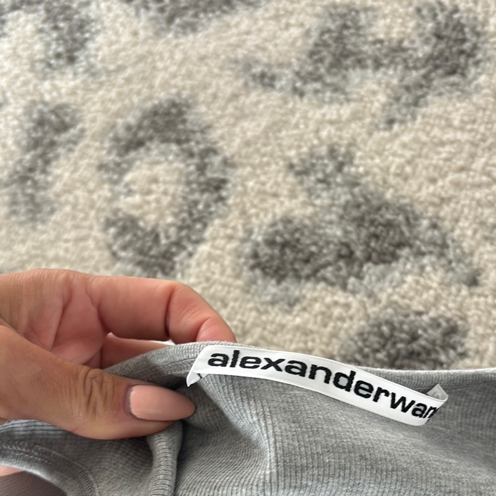 Alexander Wang sz XS Gray Ribbed Tank Dress with Logo Band - Picture 4 of 7